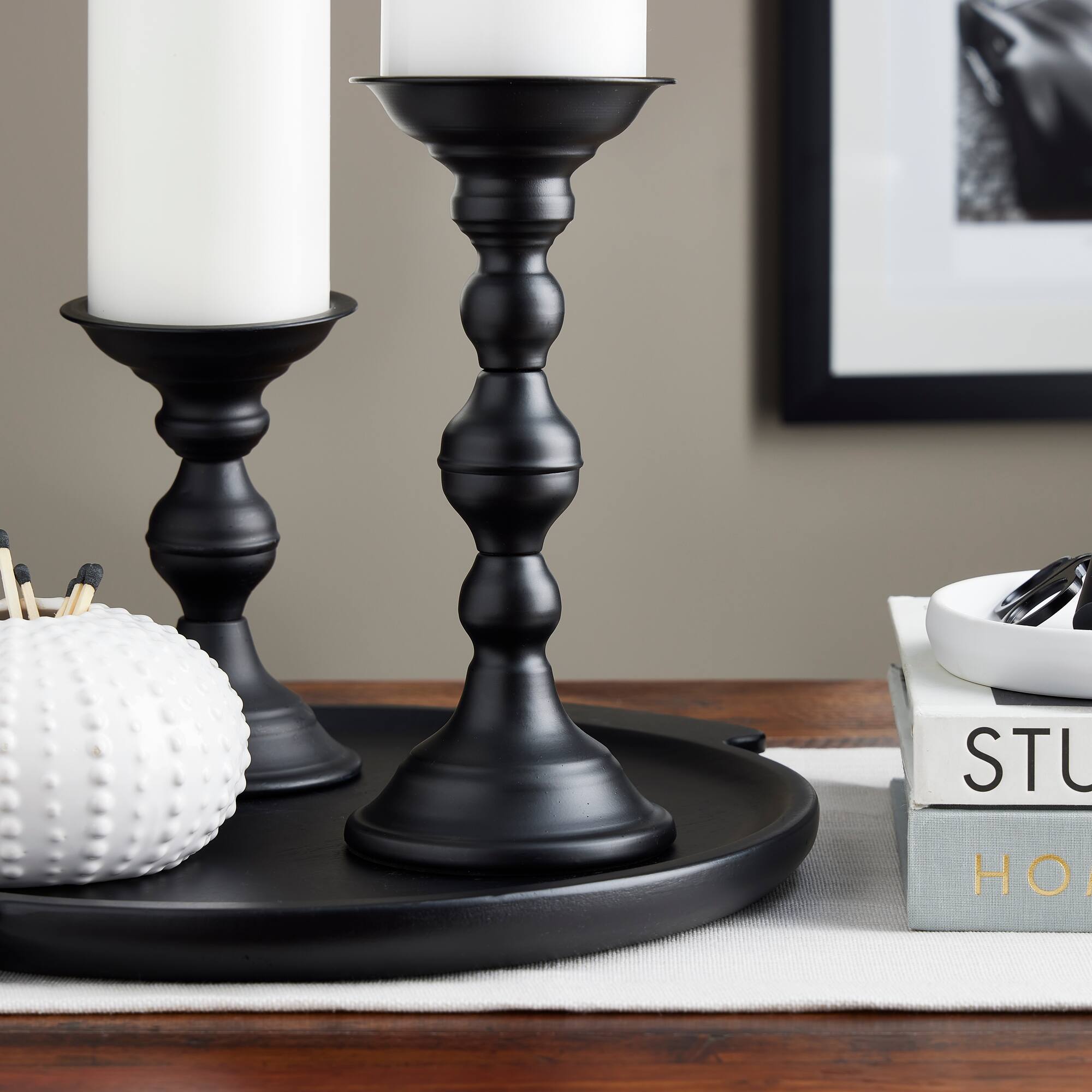 9.45" Black Metal Candle Holder by Ashland®